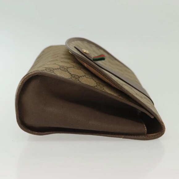 GUCCI GG Supreme Web Sherry Line Clutch Bag PVC Beige 156 01 031 Auth 139574 - Picture 8 of 16